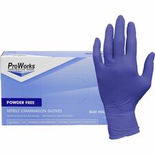 ProWorks Nitrile Powder-Free Exam Gloves 3 mil Thickness x 9.50" Glove Length - Medium Size - Nitrile - Blue Violet - Soft, Flexible, Comfortable, Latex-free, Non-sterile - For General Purpose, Industrial, Food Service, Gardening, Dental - 200/Box - 10 /