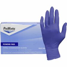 ProWorks Nitrile Powder-Free Exam Gloves 3 mil Thickness x 9.50" Glove Length - Large Size - Nitrile - Blue Violet - Soft, Flexible, Comfortable, Latex-free, Non-sterile - For General Purpose, Industrial, Food Service, Gardening, Dental - 200/Box - 10 / C