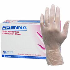 Adenna Vinyl Powder Free Exam Gloves 4 mil Thickness x 9.40" Glove Length - X-Large Size - Polyvinyl Chloride (PVC) - Translucent - Latex-free, Comfortable, Non-sterile - For Examination, Industrial, Cosmetology, Food Processing, Healthcare, Hospitality,