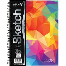 Pacon Fashion Sketch Book 75 Pages - Spiral - 120 g/m² Grammage - 9" x 6" Sheet Size - Neon Kaleidoscope Cover - Acid-free, Perforated, Durable - 1 Each