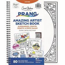 Pacon Amazing Artist Sketch Book 80 Pages - Black, White Cover - Perforated, Acid-free - 1 Each
