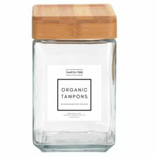 Tampon Tribe Spa Display Jars for Tampons Clear - Tempered Glass, Bamboo - 4 / Carton