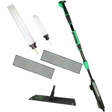 Unger Excella Floor Cleaning Straight Kit For Floor - Ergonomic, Portable, Washable, Reusable, Handle - MicroFiber - Green, Black - 1 / Carton
