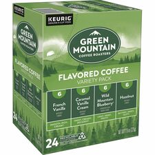 Green Mountain Coffee Roasters® K-Cup Coffee Compatible with Keurig Brewer - Light - K-Cup - French Vanilla, Caramel Vanilla Cream, Wild Mountain Blueberry, Hazelnut - 24 / Box