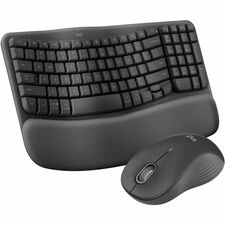 Logitech Wave Keys MK670 Keyboard & Mouse USB Wireless Bluetooth Keyboard - English (US) - USB Wireless Bluetooth Mouse - Optical - 4000 dpi - 3 Button - Scroll Wheel - AA, AAA - Compatible with Computer, Tablet, Smartphone for PC, Mac - 1 Each