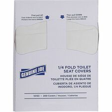 Genuine Joe Quarter-Fold Toilet Seat Covers Quarter-fold - For Toilet - White - Paper - 200/Pack - 25 / Carton