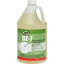 Zep Commercial DZ-7 Neutral Disinfectant Cleaner 128 fl oz (4 quart) - Neutral Scent - Virucidal, Bactericide, Fungicide, Mildewstatic, pH Neutral, Phosphate-free, Butyl-free, APE-free - Yellow - 1 Each