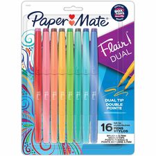Paper Mate Flair Duo Pens 0.7 mm Medium Pen Point - Assorted Ink - 16 / Pack