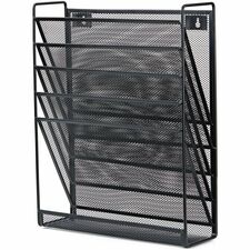 Lorell 5-Pocket Wall File 5 Pocket(s) - Black - Steel Mesh - 1 Each