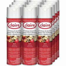 Claire Air Freshener/Deodorizer Spray - 20 fl oz (0.6 quart) - Apple - Odor Neutralizer, Ozone-safe, Residue-free, Non-staining - 12 / Carton