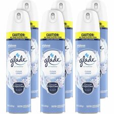 Glade Clean Linen Air Freshener Spray Aerosol - 8.3 fl oz (0.3 quart) - Clean Linen - CFC-free, Ozone-safe/ - 6 / Carton
