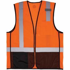 Ergodyne GloWear 8210Z Type R Economy Mesh Vest Recommended for: Construction, Utility Crew, Survey Crew, Railway Worker, Baggage Handling, Warehouse, Distribution - Small/Medium - 45" Chest - Zipper Closure - 2 Pocket(s) - Polyester Mesh - Orange - High