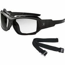 Ergodyne Skullerz LOKI Anti-Fog Safety Spoggles Recommended for: Eye, Indoor - Fog, Impact, UVA, UVB, UVC Protection - Strap Closure - Rubber, Polycarbonate - Clear Lens - Matte Black Frame - Elastic Strap, Anti-fog, Anti-scratch, Impact Resistant, Durabl