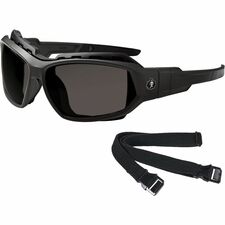 Ergodyne Skullerz LOKI Anti-Fog Safety Spoggles Recommended for: Eye, Outdoor - Fog, Impact, UVA, UVB, UVC Protection - Strap Closure - Rubber, Polycarbonate - Smoke Lens - Matte Black Frame - Elastic Strap, Anti-fog, Anti-scratch, Impact Resistant, Durab