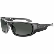 Ergodyne Odin Anti-Scratch/Anti-Fog Safety Glasses Recommended for: Eye, Outdoor - Fog, Impact, Ultraviolet, Sun, UVA, UVB, UVC Protection - Rubber - Smoke Lens - Matte Black Frame - Anti-scratch, Anti-fog, Impact Resistant, Durable, Non-slip, Sweat Resis