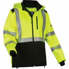 Ergodyne 8353 Hi-Vis Softshell Jackets 2XL Size - Polyester, Fabric, Fleece - Black, Lime