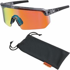Ergodyne Aegir Enhanced Anti-Fog Safety Glasses Recommended for: Eye, Outdoor, Construction, Landscaping, Carpentry, Woodworking - UVA, UVB, UVC, Ultraviolet, Sun, Impact, Fog Protection - Strap Closure - Polycarbonate, Rubber - Orange Mirror Lens - Clear