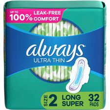 Always Flexi-Wing Ultra Thin Pads With Wings - Super - Anti-leak, Absorbent, Odor-absorbing - 32 / Pack