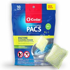 O-Cedar PACS Hard Floor Cleaner Concentrate - Crisp Citrus Scent - Streak-free, Chemical-free, Ammonia-free, Bleach-free, Paraben-free, Resealable - Multi - 10 / Pack