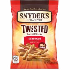 Office Snax Twisted Seasoned Pretzel Sticks Butter, Onion, Garlic, Crunch - 2.25 oz - 36 / Carton