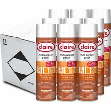 Claire Citra Gloss All Surface Duster/Polish Ready-To-Use - 18 fl oz (0.6 quart) - No-wax - Tennessee Orange - 12 / Carton