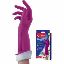 O-Cedar Playtex Living Gloves 14" Glove Length - Chemical, Bacteria Protection - Medium Size - Latex, Neoprene, Nitrile - Pink - Anti-microbial, Reusable, Durable, Comfortable, Odor Resistant, Textured Palm, Textured Fingertip - For Household, Cleaning -