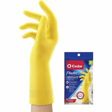 O-Cedar Playtex Handsaver Gloves Hot Water, Chemical Protection - X-Large Size - Latex, Nitrile, Neoprene - Yellow - Long Lasting, Durable, Anti-microbial, Odor Resistant, Comfortable, Textured Fingertip, Textured Palm, Reusable - For Household - 2 / Pair