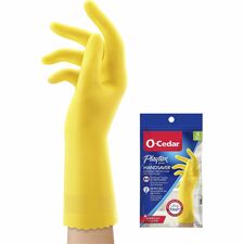 O-Cedar Playtex Handsaver Gloves Hot Water, Chemical Protection - Small Size - Latex, Nitrile, Neoprene - Yellow - Long Lasting, Durable, Anti-microbial, Odor Resistant, Comfortable, Textured Fingertip, Textured Palm, Reusable - For Household - 2 / Pair