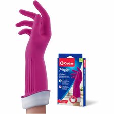O-Cedar Playtex Living Gloves 14" Glove Length - Chemical, Bacteria Protection - Small Size - Latex, Neoprene, Nitrile - Pink - Anti-microbial, Reusable, Durable, Comfortable, Odor Resistant, Textured Palm, Textured Fingertip - For Household, Cleaning - 2