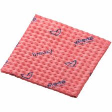 Vileda Professional Breazy Microfiber Cloths 13.78" Length x 13.78" Width - Washable, Hygienic - Red - 25 / Pack