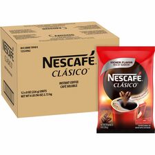Nescafe Clasico Dark Roast Instant Coffee Dark - 128 oz - 12 / Carton