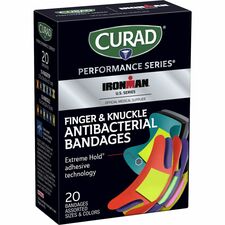 Curad Finger/Knuckle Antibacterial Bandage Assorted Sizes - Assorted - Fabric - 20 / Box