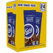 Office Snax Peanut Butter 'N Dark Chocolate Mix Dark Chocolate, Crunchy Peanut Butter - 1.25 oz - 24 / Box