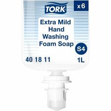 TORK Extra Mild Hand Washing Foam Soap 1.06 quart - Hand, Skin - Moisturizing - Clear - Fragrance-free, Dye-free, Color-free, Hygienic, Paraben-free, Phthalate-free, Refillable - 6 / Carton