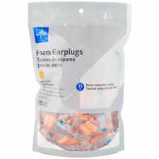 Medline Earplugs Recommended for: Ear - Noise Protection - Foam - Orange - 2/Pair - 50 / Bag