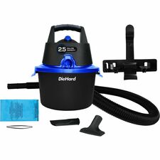 DieHard 2.5-Gallon 2.5 HP Wet/Dry Vacuum 2.50 gal - Crevice Tool, Pick-up Tool, Filter - Wet Surface, Dry Surface - 10 ft Cable Length - 4 ft Hose Length - Rich Black