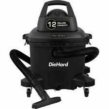 DieHard 12-Gallon 6 HP Pro Series Wet/Dry Vacuum 12 gal - Squeegee, Hose, Wand, Filter, Crevice Tool, Pick-up Tool, Floor Tool - Wet Surface, Dry Surface - 35 ft Cable Length - 8 ft Hose Length - Rich Black