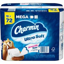 Charmin Ultra Soft Bath Tissue 2 Ply - Mega - 224 Sheets/Roll - White - 18 / Pack