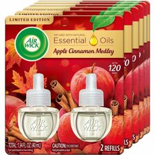 Air Wick Apple Scented Oil Oil - 0.6 fl oz (0 quart) - Apple Cinnamon Medley - 60 Day - Long Lasting - 2/Pack - 6 / Carton