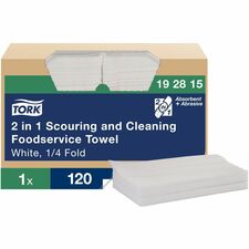 Tork 2-in-1 Scouring/Cleaning Foodservice Towels 1 Ply - 13" Width x 21" Length - White - 120 / Carton