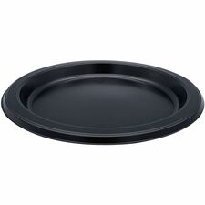 Genuine Joe Disposable Plastic Plate Picnic, Party, Breakroom - Disposable - Black - Plastic Body - Round - 125/Pack - 8 / Carton