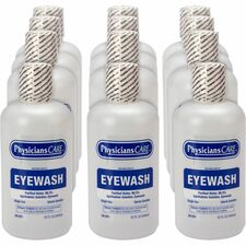 First Aid Only Sterile Ophthalmic Solution Eyewash 1 quart - Sterile - For Eye irrigation, Eye Burning - 12 / Carton