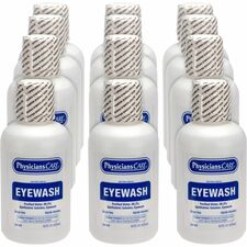 First Aid Only Sterile Ophthalmic Solution Eyewash 16 fl oz - Sterile - For Eye irrigation, Eye Burning - 12 / Carton