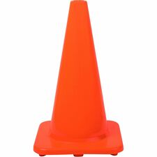 Tatco 18" Traffic Cone Sturdy - Polyvinyl Chloride (PVC) - Orange - 1 Each
