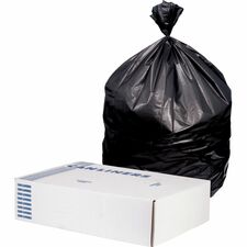 Heritage Value Line Can Liners 56 gal Capacity - 43" Width x 45" Depth x 1.20 mil (30 Micron) Thickness - Black - Waste - Recycled - 100 / Carton