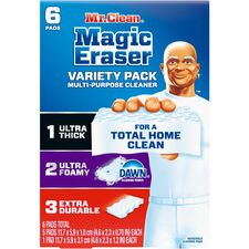 Mr. Clean Magic Eraser Variety Pk For Multipurpose - Sponge - Durable, Long Lasting - Blue - 6 / Box