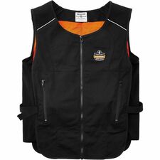 Ergodyne Chill-Its 6255 Lightweight Cooling Vest 2-Xtra Large/3-Xtra Large - 34.50" Chest - Heat Protection - Zipper Closure - 2 Pocket(s) - Poly-cotton - Black - Lightweight, Front Pocket, Hook & Loop Closure, High Quality Zipper, Machine Washable, Form