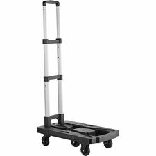Kantek Ultra Lite Folding Cart Telescopic Handle - 250 lb Capacity - 4 Casters - Aluminum, Polypropylene - 12.60" Width x 19.30" Depth x 4.10" Height - Black - 1 Each