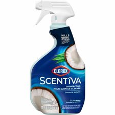 Clorox Scentiva Multi-Surface Cleaner For Multi Surface, Home, Multipurpose - Spray - 32 fl oz (1 quart) - Coconut & Water Lily Scent - Bleach-free, Disinfectant, Long Lasting, Freshen, Deodorize - Blue - 1 Each
