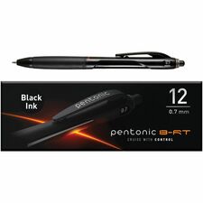 Pentonic Retractable Ballpoint Pens 0.7 mm Fine Pen Point - Retractable - Black Ink - Nickel Silver Tip - 1 Dozen
